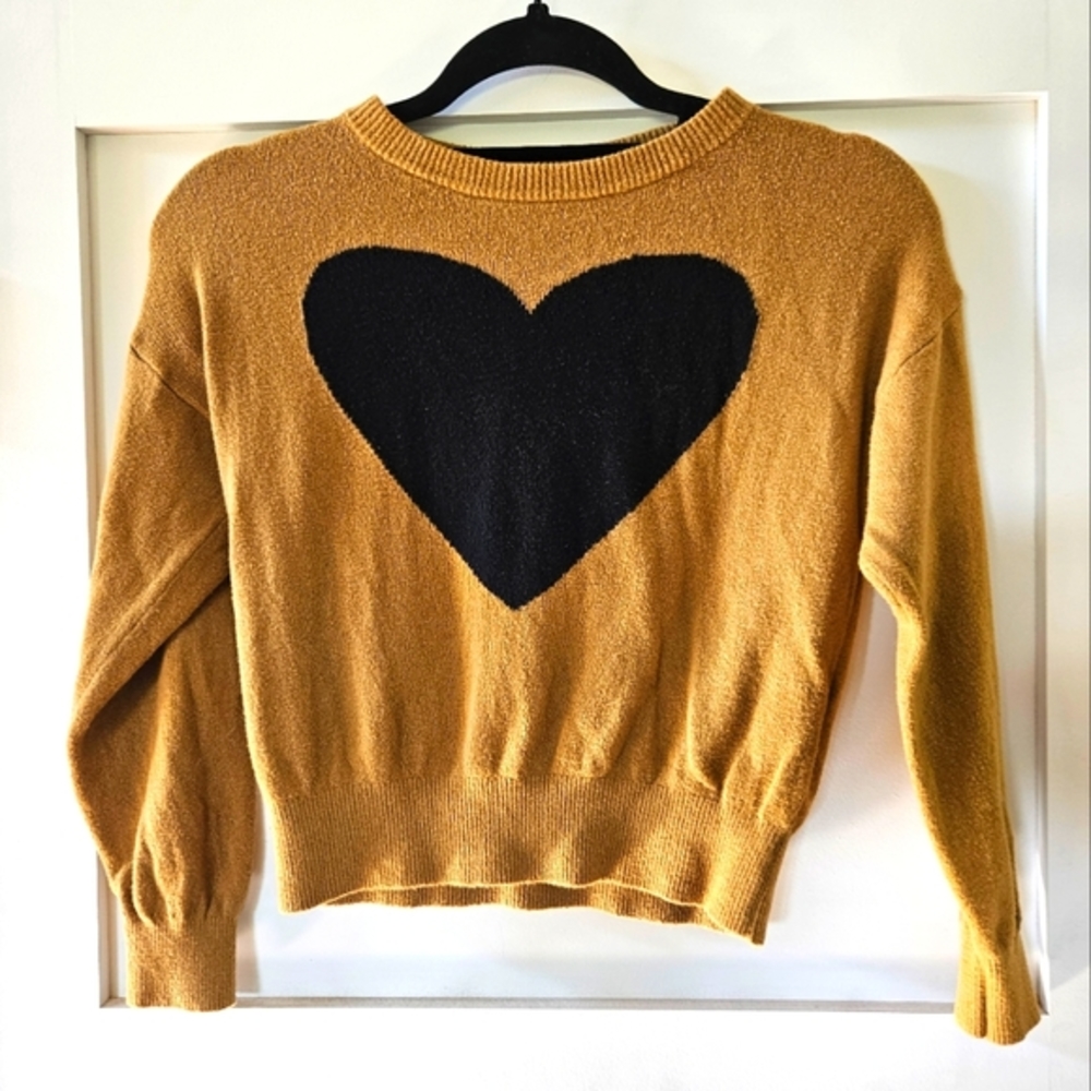 Girls Gap Brown and Black Heart Sweater (S)